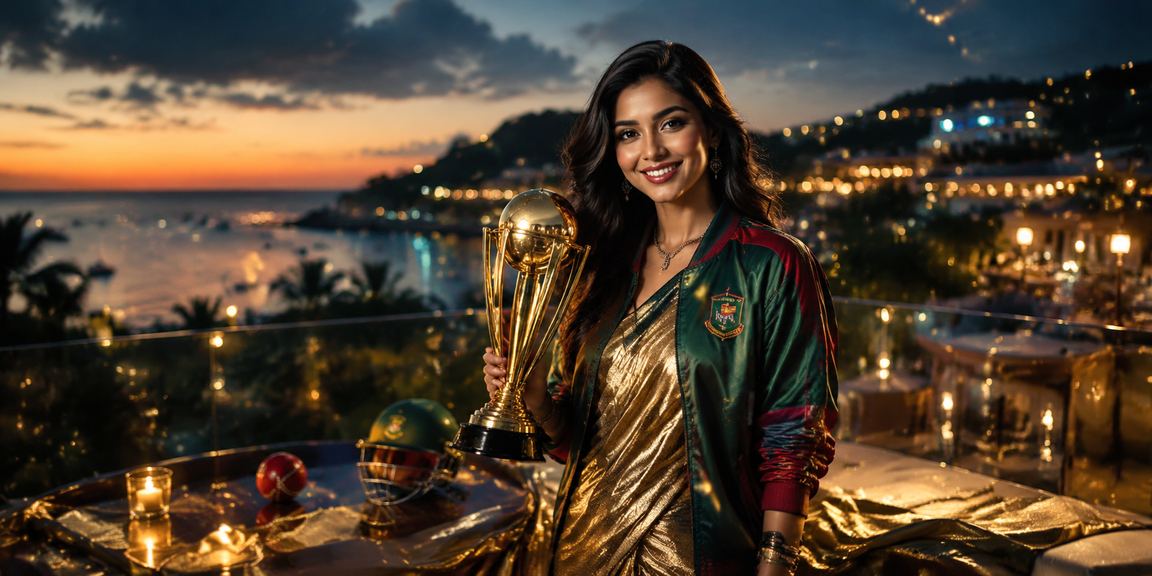 সেন্ট মার্টিনে শাড়ি পরে ক্রিকেট বেটিং প্রোমোশন উপভোগ